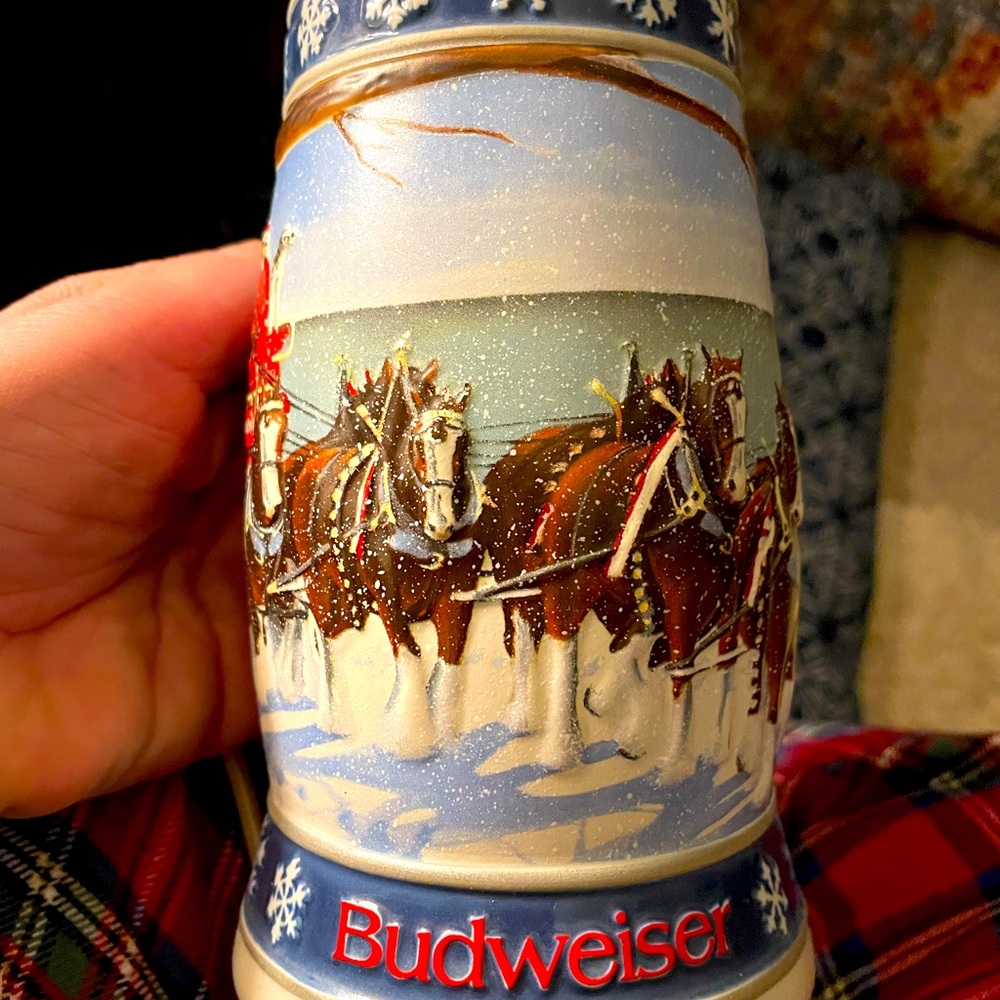 Cera Marte Budweiser Holiday 1995 Beer Stein